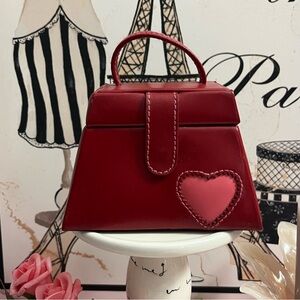 Talbots Red Faux Leather Jewelry Organizer in Miniature Handbag Design w Handle